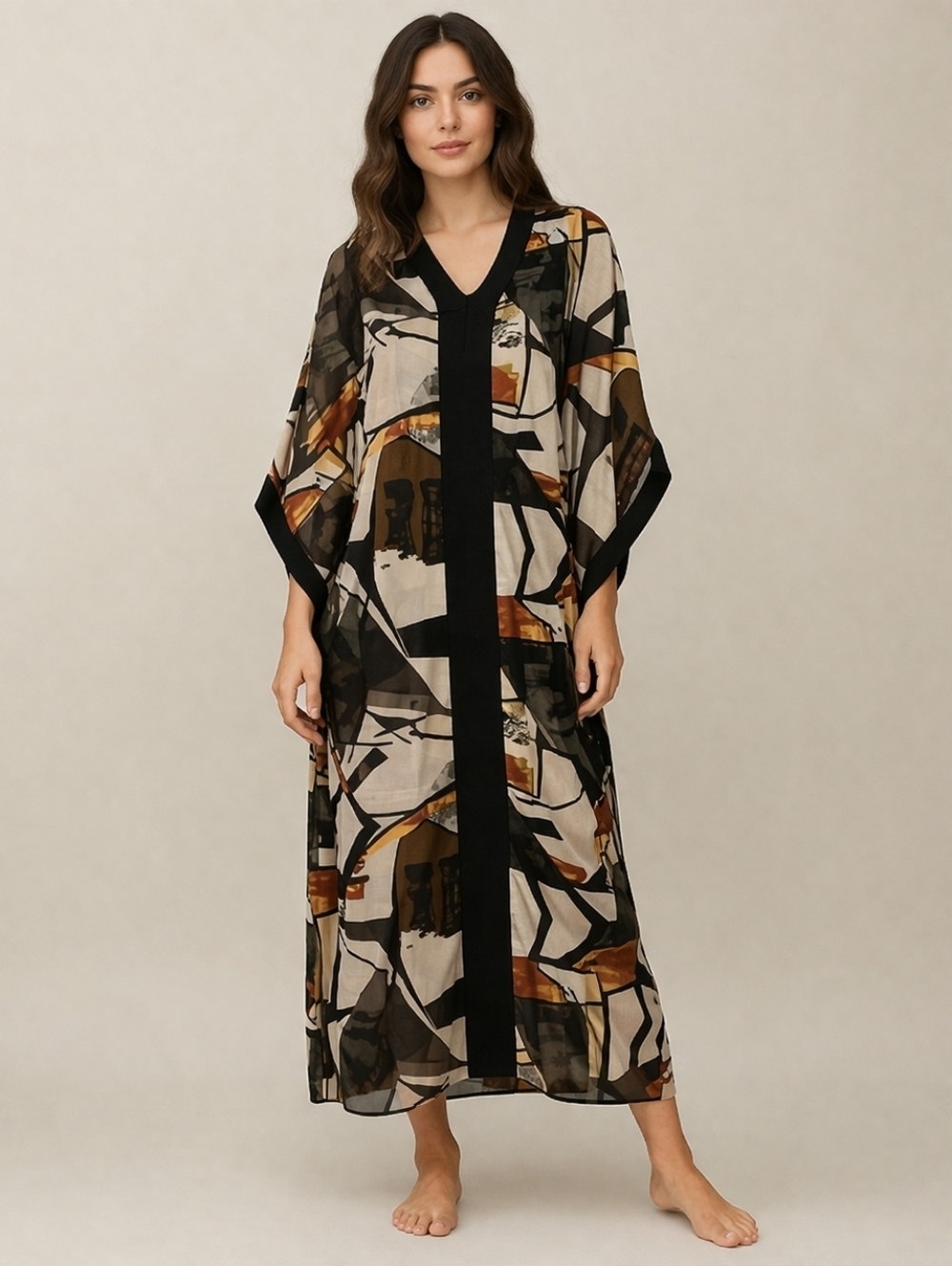 VTG ANTTHONY Abstract Patterned Two Piece Kaftan Dress
